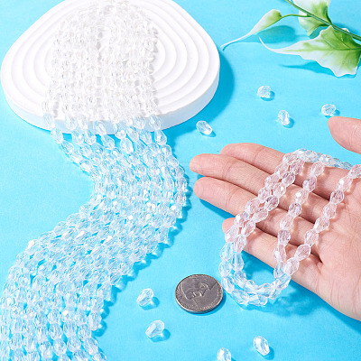 5 Strands Transparent Teardrop Glass Beads Strands GLAA-TA0004-21B-1