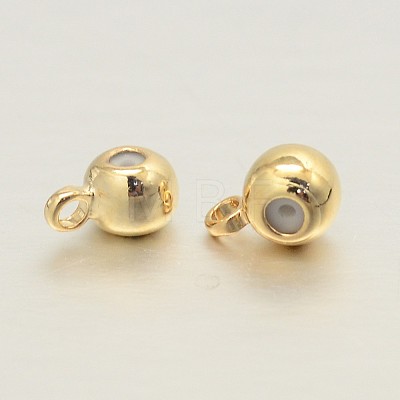 Flat Round Real 18K Gold Plated Brass Charms KK-L147-120-NR-1