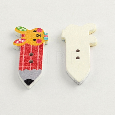 2-Hole Printed Wooden Buttons BUTT-R030-07-1