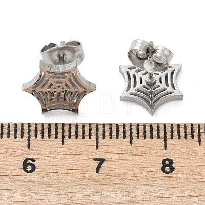 Non-Tarnish 304 Stainless Steel Spider Web Stud Earrings X-EJEW-G294-01P-1