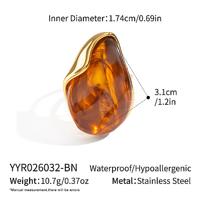 304 Stainless Steel Resin Cuff Open Ring for Women OM2986-3-1