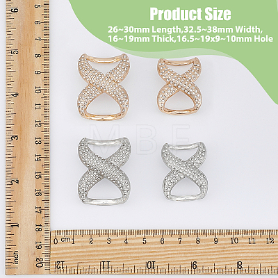 DICOSMETIC 8Pcs 8 Styles 8-shaped Zinc Alloy Buckles with Rhinestone Buckles FIND-DC0004-10-1