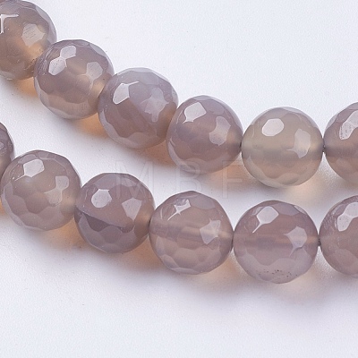 Natural Grey Agate Beads Strands G-G580-8mm-08-1