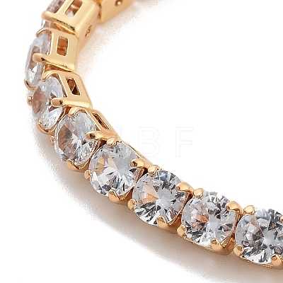 Brass Pave Clear Cubic Zirconia Flat Round Box Chain Slider Bracelets BJEW-B094-12B-G-1