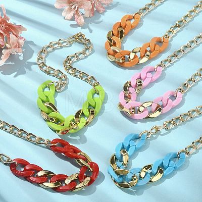 Acrylic & Aluminum Curb Chain Necklace NJEW-JN04554-1