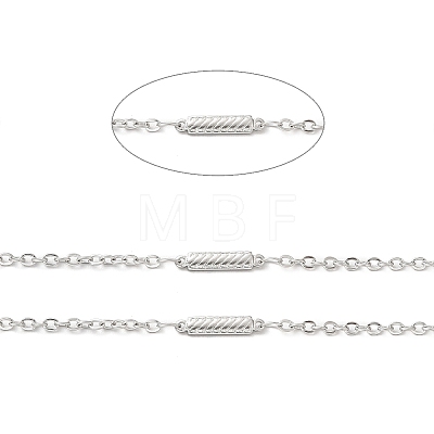 304 Stainless Steel Rectangle Link Chains STAS-B041-09P-1