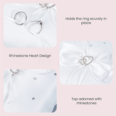 Square Polyester with Tribute Silk Wedding Finger Ring Display Pillow DIY-GF0014-14-1