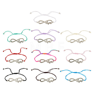 10Pcs 10 Color Alloy Infinity with Hope Link Bracelets Set for Men Women BJEW-TAC0008-02-1