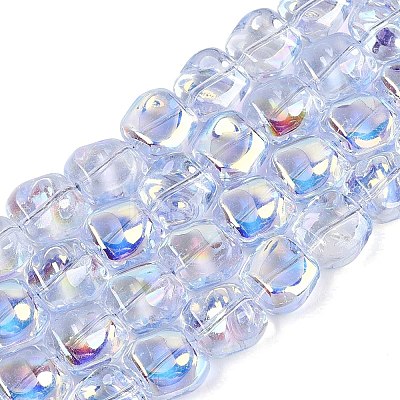 Electroplate Transparent Glass Beads Strands EGLA-N057-02A-M-1