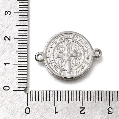 304 Stainless Steel Saint Benedict Medal Cross Connector Charms STAS-C119-12P-1