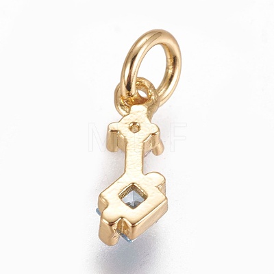 Brass Micro Pave Cubic Zirconia Charms ZIRC-E145-83A-G-1
