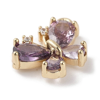 Brass Micro Pave Cubic Zirconia Charms X-KK-G491-28G-02-1