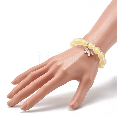 Bead in Bead Transparent Acrylic Pumpkin Beads Stretch Bracelet for Kid BJEW-JB06593-1