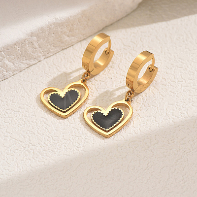 Stylish Stainless Steel Heart Hoop Earrings YO7726-4-1