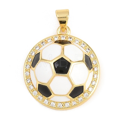 Football Brass Micro Pave Cubic Zirconia Pendants KK-A297-09K-G-1