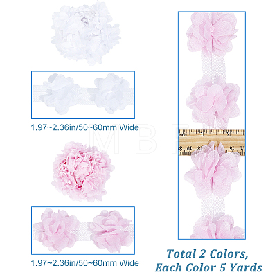 Gorgecraft 9~10 Yards 2 Colors 3D Organza Flower Trimming FIND-GF0004-50-1