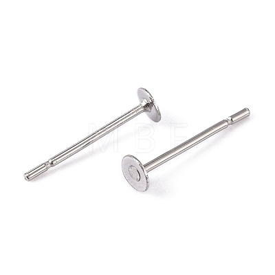 316 Surgical Stainless Steel Flat Round Blank Peg Stud Earring Settings X-STAS-R073-04-1