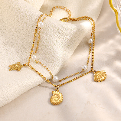 Ocean Shell Shape & Turtle Charm Anklets WG11FAC-01-1
