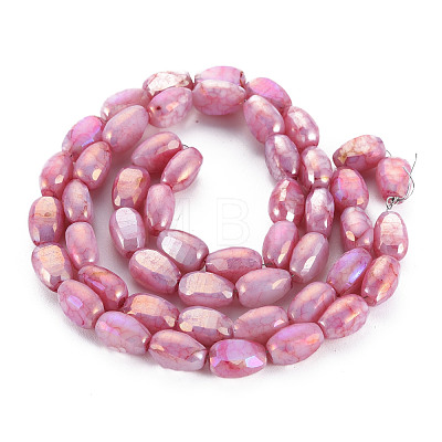 Opaque Baking Painted Crackle Glass Beads Strands EGLA-S174-21H-1