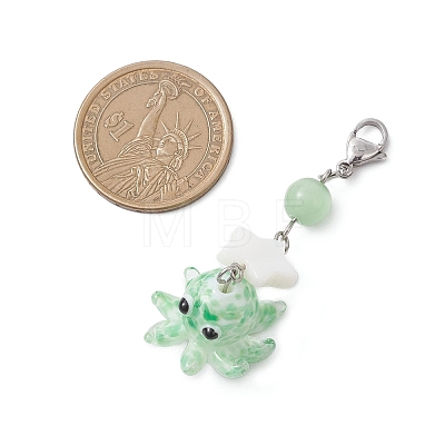 4Pcs Handmade Lampwork Octopus Pendant Decorations HJEW-TA00430-1