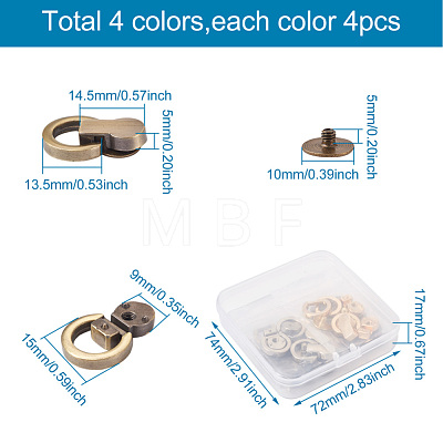 16 Sets 4 Colors Zinc Alloy Bag Lifting Ring FIND-GFN0001-03-1