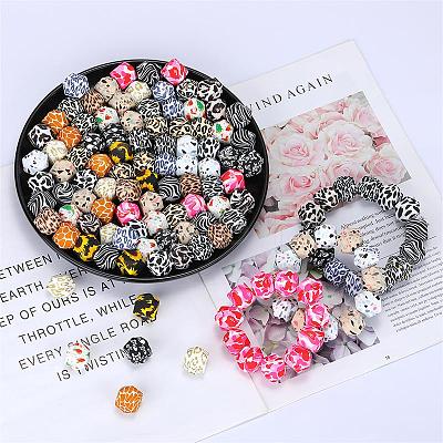 Colorful Pattern Printed Silicone Focal Beads SI-JX0022A-05-1
