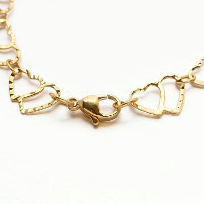 304 Stailess Steel Heart to Heart Link Chain Bracelets BJEW-N280-12G-1