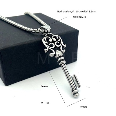 Vintage Punk 304 Stainless Steel Key Pendant Necklaces GR5829-1