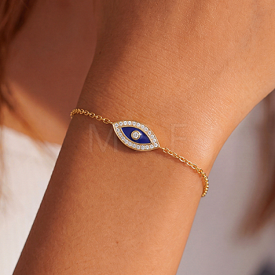 925 Sterling Silver Enamel Blue Horse Eye Link Bracelets for Women Men VX0917-1