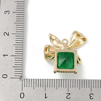 Christmas Theme Brass Rhinestone Pendants KK-Z065-09G-02-1