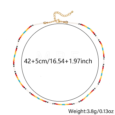 Bohemian Round Glass Seed Beaded Necklaces for Summer Vacation Casual Jewelry JB7910-1