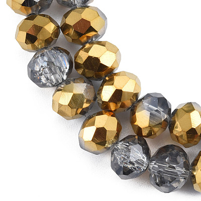 Transparent Crackle Electroplate Glass Beads Strands EGLA-T008-028-B02-1