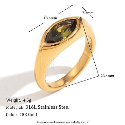 316L Stainless Steel with Cubic Zirconia Finger Rings FS-WGB17C9-14-1