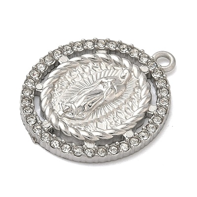 304 Stainless Steel & Rhinestone Pendants STAS-G371-09F-01P-1