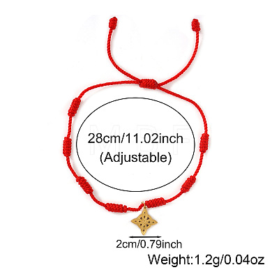 Adjustable Handmade Red String Braided Bracelets with Stainless Steel Chinese Knot Charms NM6573-1-1