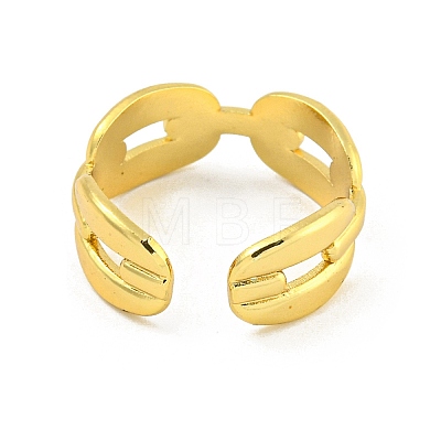 304 Stainless Steel Oval Link Chain Open Cuff Rings for Women RJEW-G321-06G-1