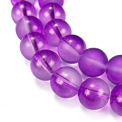 Frosted Transparent Glass Bead Strands GLAA-P065-10mm-15-1