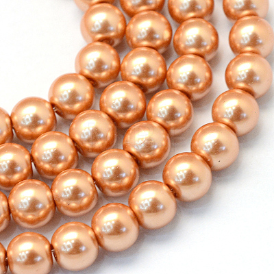 Baking Painted Pearlized Glass Pearl Round Bead Strands HY-Q003-6mm-33-1