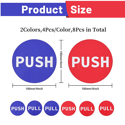 8 Sets 2 Colors PVC Self-Adhesive Push Pull Sign Stickers DIY-CA0006-10-1