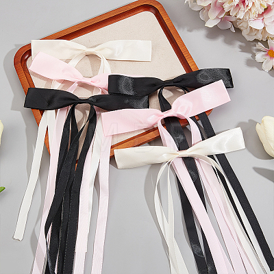 Polyester Ribbon Bowknot Alligator Hair Clips AJEW-CP0008-40A-1