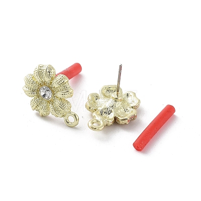 Rack Plating Golden Alloy with Rhinestone Stud Earring Findings EJEW-B036-02G-10-1