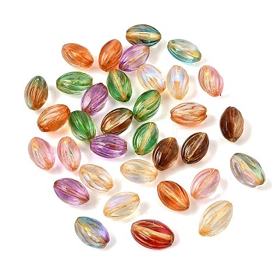 Baking Paint and Golden Metal Enlaced Glass Beads GL-CBA1477-08-1