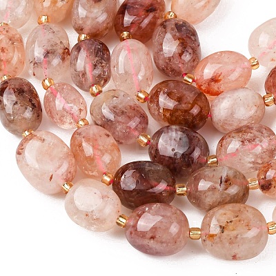 Natural Hematoid Quartz/Ferruginous Quartz Beads Strands G-G453-D12-01-1