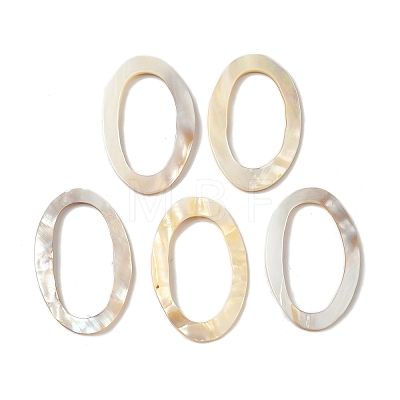 Natural Freshwater Shell Oval Linking Rings SHEL-K006-60-1