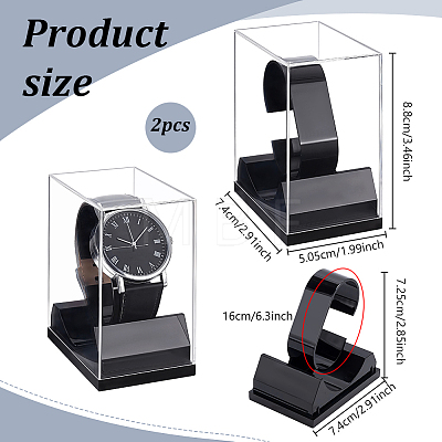 2Pcs Transparent Plastic Single Watch Display Cases CON-PH0003-57-1