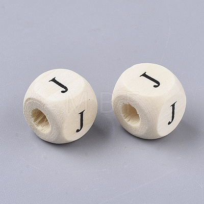 Printed Natural Wood Beads WOOD-T026-001J-1