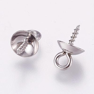 Tarnish Resistant 201 Stainless Steel Peg Bails Pendants for Half-driled Beads STAS-K148-12C-1