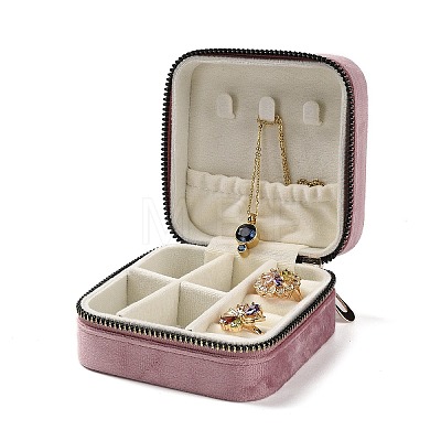 Square Velvet Jewelry Storage Zipper Boxes CON-P021-01B-1
