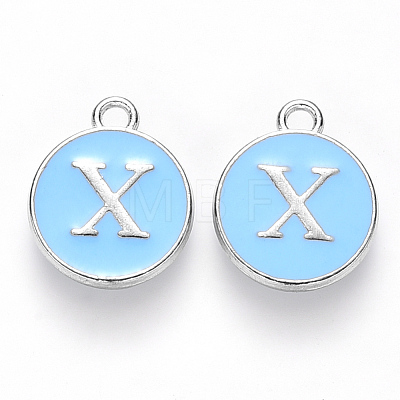 Platinum Plated Alloy Enamel Charms X-ENAM-S118-04X-P-1