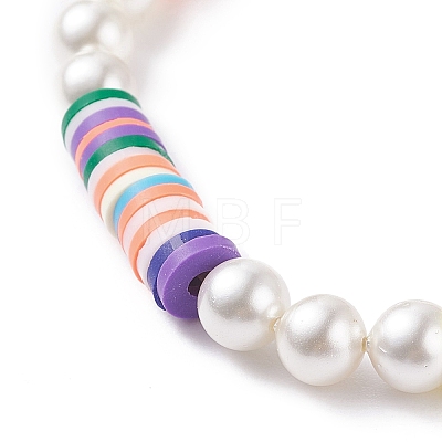 2Pcs 2 Style Shell Pearl & Polymer Clay Stretch Bracelets Set BJEW-TA00088-1